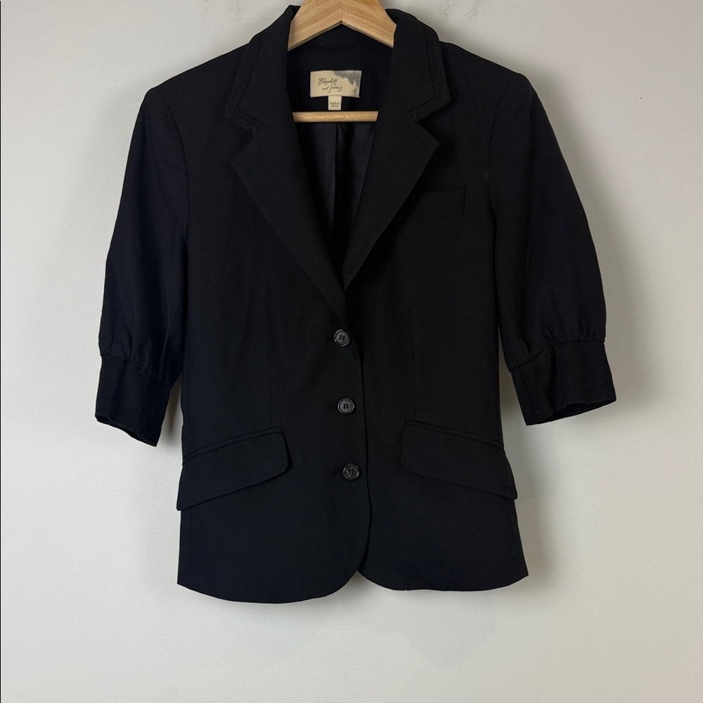 Elizabeth and James Black Blazer with 3/4 Sleeves Size 4